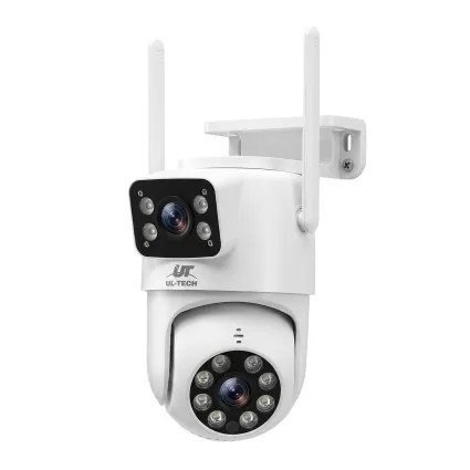 UL-TECH 4MP Dual-Lens Wi-Fi Security Camera Outdoor Indoor Pan Tilt Auto Tracking White
