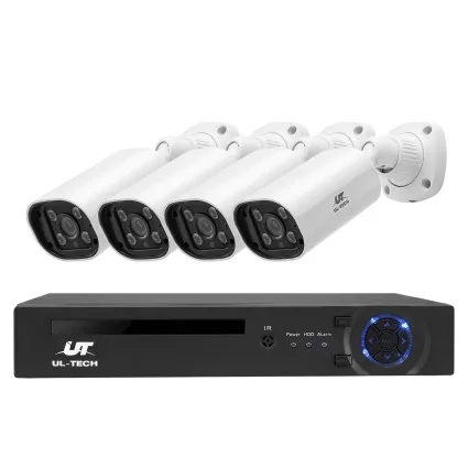 UL-TECH 4CH 5MP PoE NVR Security Camera System with Colour Night Vision and Two-Way Audio