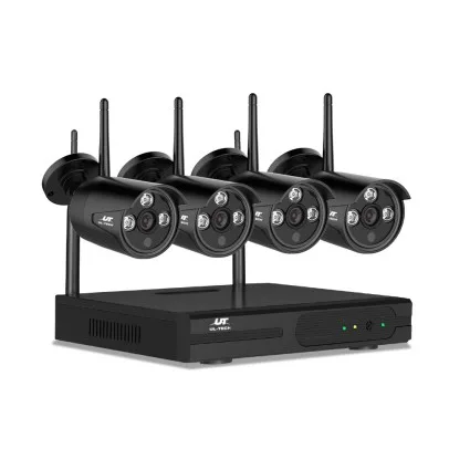 UL-TECH 8CH Wireless CCTV System: 3MP HD, 4 Cameras, H.264+ Compression, Remote Access, Easy Setup, 1-Year Warranty