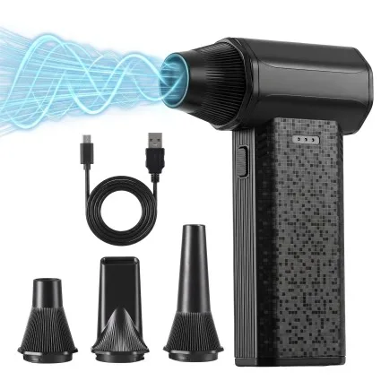 GIANTZ Electric Air Duster 110000 RPM 2500mAh 3-Speed Black Handheld Blower with 4-Hour Runtime and 4 Nozzles