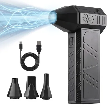 GIANTZ Electric Air Duster 4000mAh Cordless Mini Blower with 3 Speeds and 4 Nozzles Black