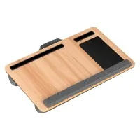 Artiss Portable Lap Desk with Wrist Rest, Phone Slot & Mouse Pad, Fits 13.3-15.6'' Laptops, MDF Surface, Oak/Grey