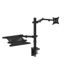 Artiss Dual Monitor Arm Desk Mount with Laptop Tray, Steel, Fits Up to 32