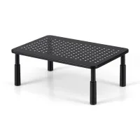 Artiss Adjustable Monitor Stand Riser - 3 Heights, Metal Frame, 20kg Capacity, Black, 37x23.5cm, For Desks & Laptops