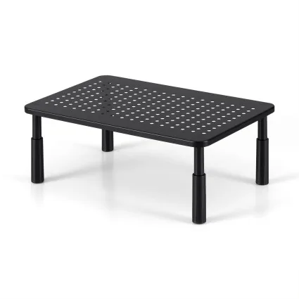 Artiss Adjustable Monitor Stand Riser - 3 Heights, Metal Frame, 20kg Capacity, Black, 37x23.5cm, For Desks & Laptops