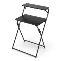 Artiss Foldable Laptop Desk with Adjustable Tabletop Sturdy Steel Frame Thick 15mm MDF Black 65x44x93.5cm