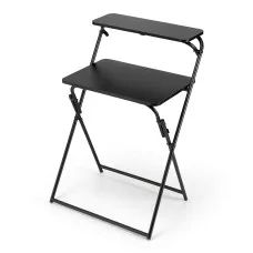Artiss Foldable Laptop Desk with Adjustable Tabletop Sturdy Steel Frame Thick 15mm MDF Black 65x44x93.5cm