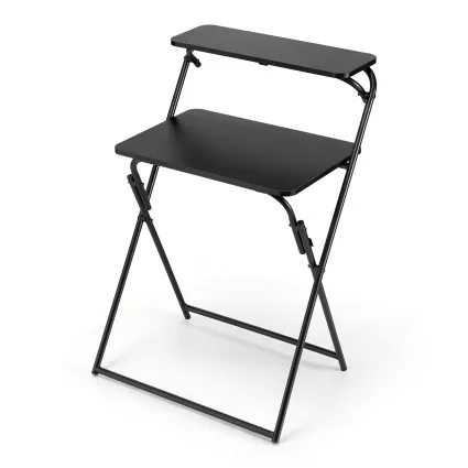 Artiss Foldable Laptop Desk with Adjustable Tabletop Sturdy Steel Frame Thick 15mm MDF Black 65x44x93.5cm