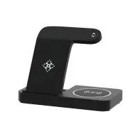 Devanti 4-in-1 Wireless Charger Station, Fast Charging, Foldable, Black, Qi-Certified for Phone, iWatch, Airpods