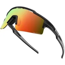 Outdoor Master Hawk II Polarised Sports Sunglasses for Men and Women UV400 TR90 Black Frame Revo Blue Cat.3 Adult