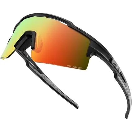Outdoor Master Hawk II Polarised Sports Sunglasses for Men and Women UV400 TR90 Black Frame Revo Blue Cat.3 Adult