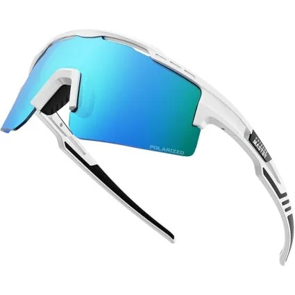 Outdoor Master Hawk II Polarised Sports Sunglasses UV400 TR90 Revo Blue Category 3 White Frame