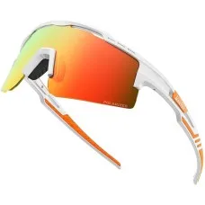 Outdoor Master Hawk II Polarised Sports Sunglasses for Men and Women White Frame Revo Red Category 3 Adult
