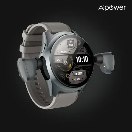Aipower W28 Pro Smart Watch 1.43in HD Display Built-in Pop-up Bluetooth Earbuds 4G Music Fitness Tracker