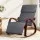 Artiss Bentwood Rocking Armchair with 5-Range Adjustable Footrest Charcoal Grey Linen Nursing Chair