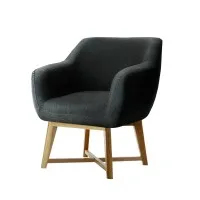Artiss Aston Tub Accent Chair, Faux Linen, Charcoal, 67x70x82cm, High Resilience Foam, Crisscross Base, 1-Year Warranty