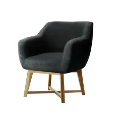 Artiss Aston Tub Accent Chair, Faux Linen, Charcoal, 67x70x82cm, High Resilience Foam, Crisscross Base, 1-Year Warranty