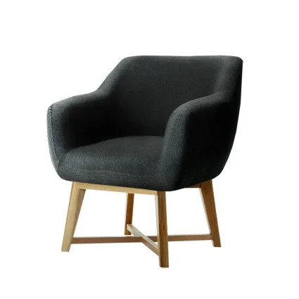 Artiss Aston Tub Accent Chair, Faux Linen, Charcoal, 67x70x82cm, High Resilience Foam, Crisscross Base, 1-Year Warranty