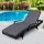 Gardeon Sun Lounge Wicker Patio Chair - Adjustable Aluminium Frame, 4 Positions, Black with Grey Cushion, 190cm