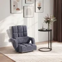 Artiss Floor Sofa Chair and Coffee Table Set, 150kg Swivel Lounge, Adjustable Backrest, Charcoal