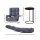 Artiss Floor Sofa Chair and Coffee Table Set, 150kg Swivel Lounge, Adjustable Backrest, Charcoal