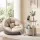 Artiss Floor Lounge Sofa Bed and Coffee Table Set with Charging Station 150kg and 35kg Beige Grey