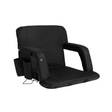 Artiss Heated Floor Lounge Sofa Bed with Armrest, 5-Position Recliner, Oxford Fabric, Portable, Black, 80x52cm