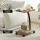 Artiss Floor Lounge and Coffee Table Set Adjustable Charcoal Recliner Sofa Bed with Mobile Table