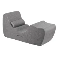 Artiss Grey Ergonomic S-Curve Chaise Lounge Floor Lounger Adjustable Headrest Lumbar Support 150x58x72cm