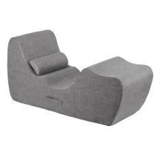 Artiss Grey Ergonomic S-Curve Chaise Lounge Floor Lounger Adjustable Headrest Lumbar Support 150x58x72cm