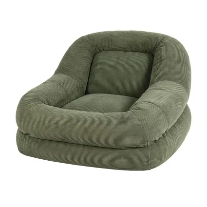 Artiss 1 Seater Armchair Recliner Floor Chair Cloud Chaise Lounge Corduroy Green 150kg Capacity Ergonomic Design