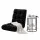 Artiss Sofa Bed Floor Lounge Recliner and 2-Tier Side Table Bundle Foldable Adjustable Black Flannel