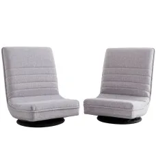Artiss 2 Swivel Floor Chairs 360° Adjustable Foldable Lounge Seats Grey Breathable Fabric Metal Frame