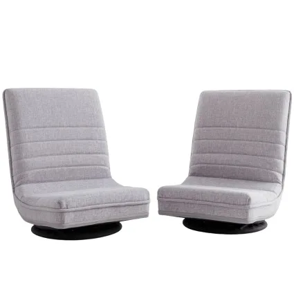 Artiss 2 Swivel Floor Chairs 360° Adjustable Foldable Lounge Seats Grey Breathable Fabric Metal Frame