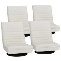 Artiss 4X Floor Chair Lounge Sofa - Swivel, Foldable, White Faux Linen, 360° Rotation, Heavy-Duty Steel, Easy Storage