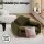 Artiss Green Floor Lounge Sofa Bed - Foldable, Corduroy, 6-Level Adjustable, Cat-Ear Edges, No Assembly Needed
