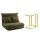 Artiss 2-Seater Floor Lounge Sofa Bed with 6-Level Backrest and Marble Effect Side Table Green