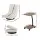 Artiss Floor Lounge and Side Table Set 150kg White Foldable 360° Swivel Chair with Mobile C Shape Table