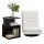 Artiss Swivel Floor Chair and Bedside Table Set with Charging Station, Foldable 360-Degree White Lounge