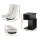Artiss Swivel Floor Chair and Bedside Table Set with Charging Station, Foldable 360-Degree White Lounge