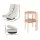 Artiss Floor Lounge Folding Swivel Chair and 2 Tier Round Side Table Set White 150kg Capacity