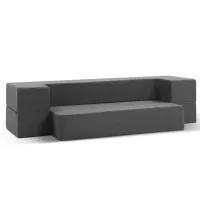 Giselle Bedding Grey Foldable Foam Sofa Bed Chair - Durable Linen, Oeko-Tex Foam, 190x96x20cm, Washable Cover