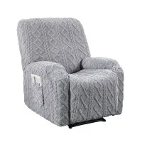 Artiss Grey Recliner Chair Cover Slipcover with Storage Side Pocket High Stretch Soft Textured Fabric