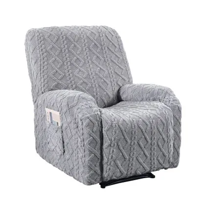 Artiss Grey Recliner Chair Cover Slipcover with Storage Side Pocket High Stretch Soft Textured Fabric