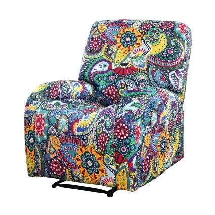 Artiss Stretch Kids Recliner Cover 4-Piece Floral Printed Polyester Slipcover for Standard Recliners Durable Soft Breath