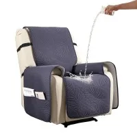 Artiss Quilted Waterproof Recliner Chair Cover Grey Leaf Pattern Slipcover with Side Pockets Durable Fit