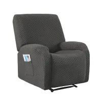 Artiss Recliner Chair Cover with Storage Side Pocket High Stretch Machine Washable Grey Fabric
