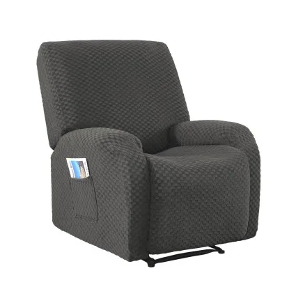 Artiss Recliner Chair Cover with Storage Side Pocket High Stretch Machine Washable Grey Fabric