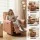 Artiss Leather Swivel Recliner Chair with USB & LED, 240° Swivel, 135° Recline, Adjustable Headrest, Brown, 81x81x105