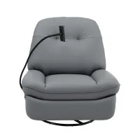 Artiss Manual Swivel Rocker Recliner with USB Ports - PU Leather, 100x90x96cm, 360° Rotation, Grey, Multi-Function Chair